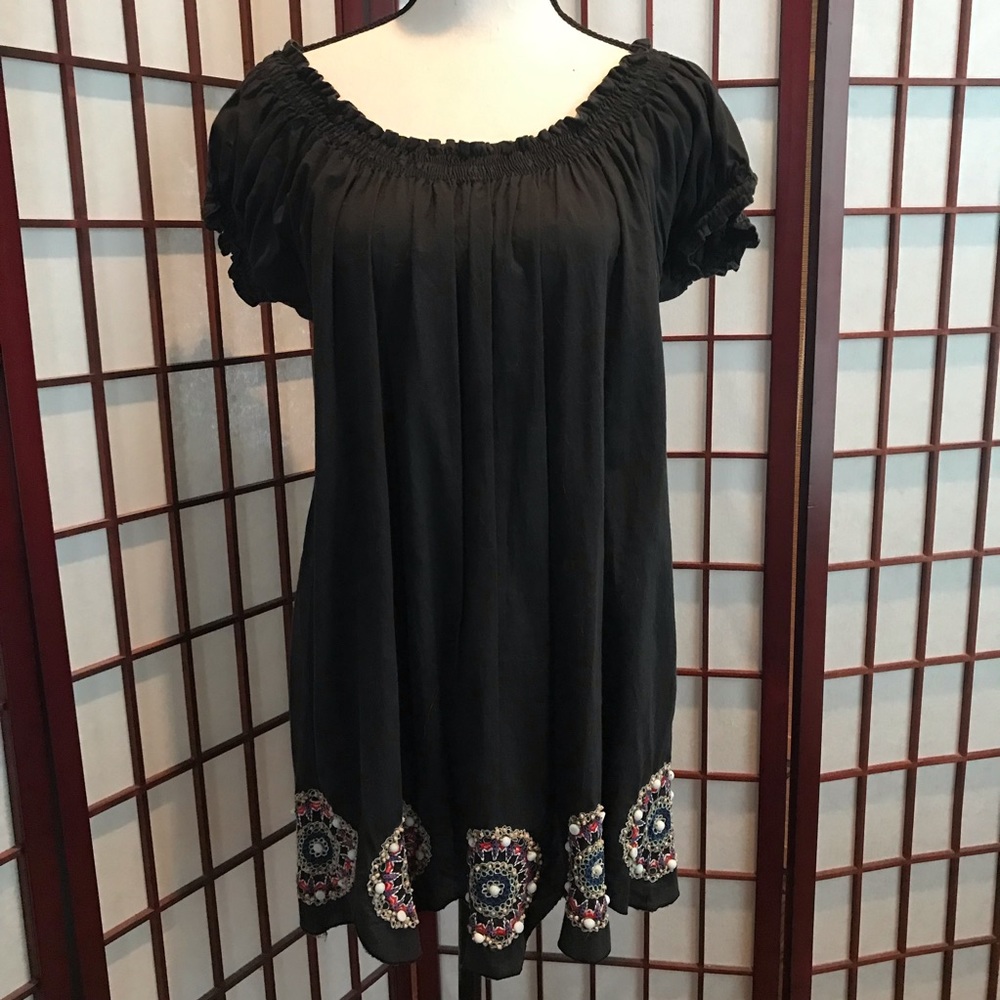 KAS Designs tunic with embroidery and beads, S